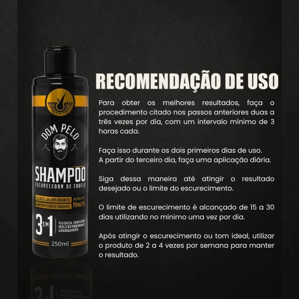 Shampoos Escurecedores Dom Pelo 250ml - Reduz Fios Brancos 