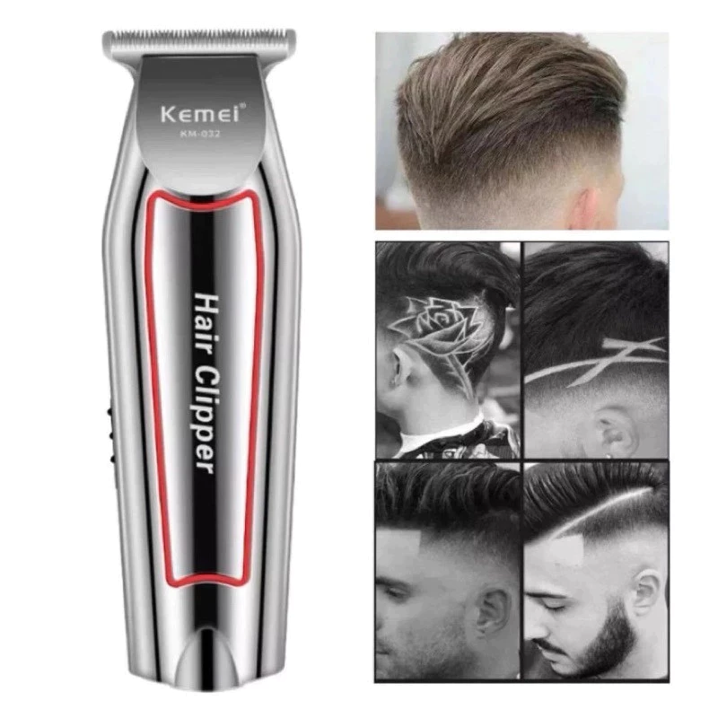 Máquina De Acabamento Profissional Kemei KM-032 Sem Fio Com Pentes E Escova De Limpeza