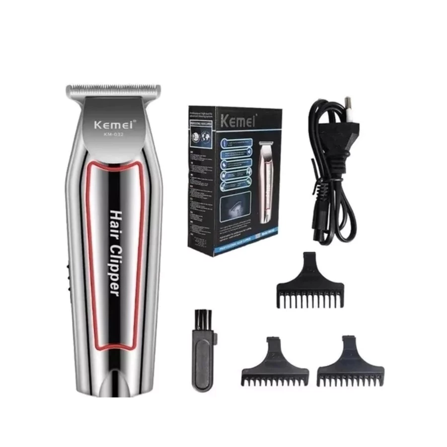 Máquina De Acabamento Profissional Kemei KM-032 Sem Fio Com Pentes E Escova De Limpeza