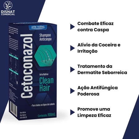 Shampoo Cetoconazol Anticaspa e Dermatite Seborreica 1% Clean Hair 100mL - Arte Nativa