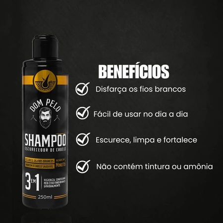 Shampoos Escurecedores Dom Pelo 250ml - Reduz Fios Brancos 
